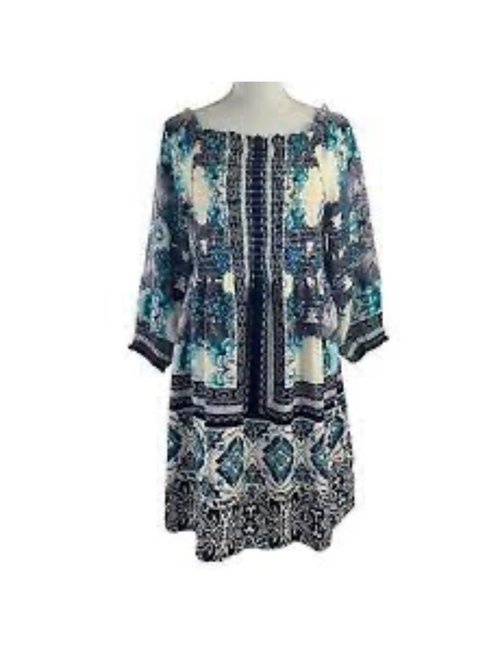 Luxology Smocked Bodice 3/4 Sleeve Midi Fit & Flare Dress